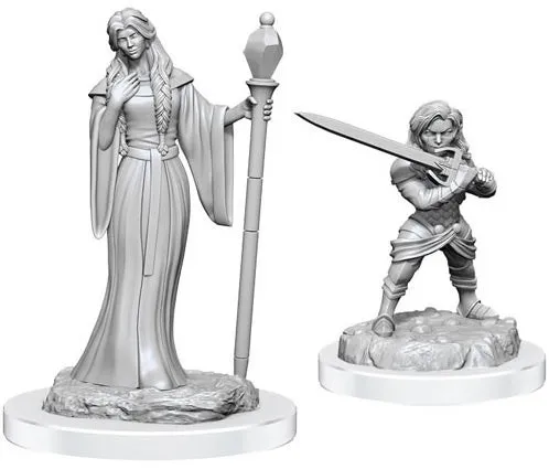 Critical Role Unpainted Miniatures Human Wizard Female & Halfling Holy Warrior Female