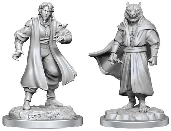 Critical Role Unpainted Miniatures Male Human Sorcerer Merchant & Tiger Demon