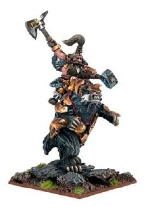 Kings of War - Dwarf Sveri Egilax, Berserker Lord on Helbrokk
