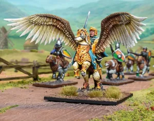 Kings of War Halfling General / Muster Captain on Winged Aralez