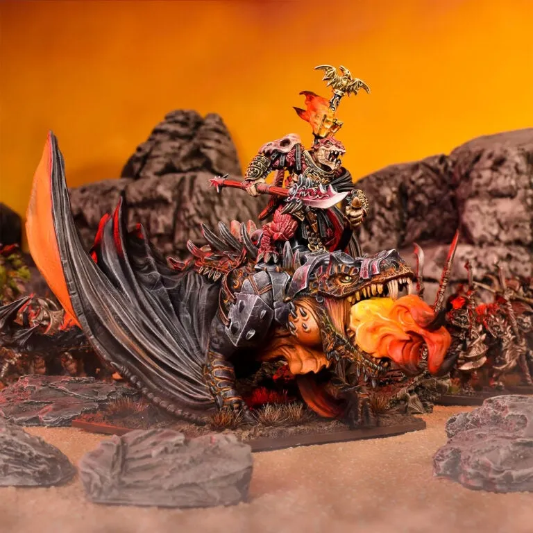 Kings of War Salamander Clanlord on Firedrake