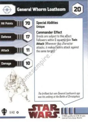 Star Wars Miniatures Galaxy at War 11 General Whorm Loathsom