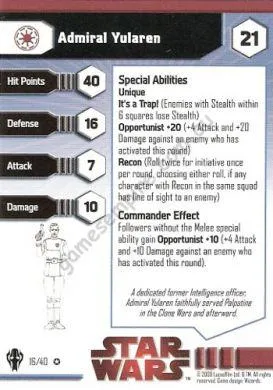 Star Wars Miniatures Galaxy at War 16 Admiral Yularen