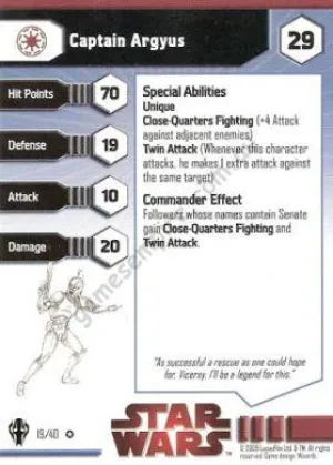 Star Wars Miniatures Galaxy at War 19 Captain Argyus