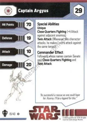 Star Wars Miniatures Galaxy at War 19 Captain Argyus
