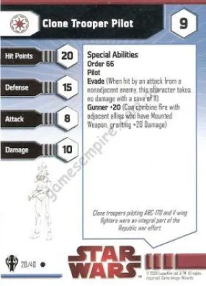 Star Wars Miniatures Galaxy at War 20 Clone Trooper Pilot