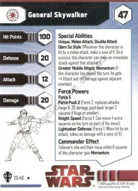 Star Wars Miniatures Galaxy at War 29 General Skywalker