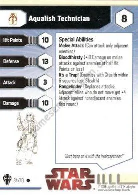 Star Wars Miniatures Galaxy at War 34 Aqualish Technician