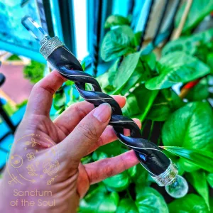 Teak Helix Wand (Clear Quartz)