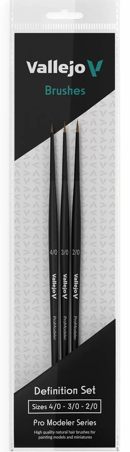 Vallejo Brushes Pro Modeler Definition Set Natural Hair (Sizes 4/0, 3/0 & 2/0)